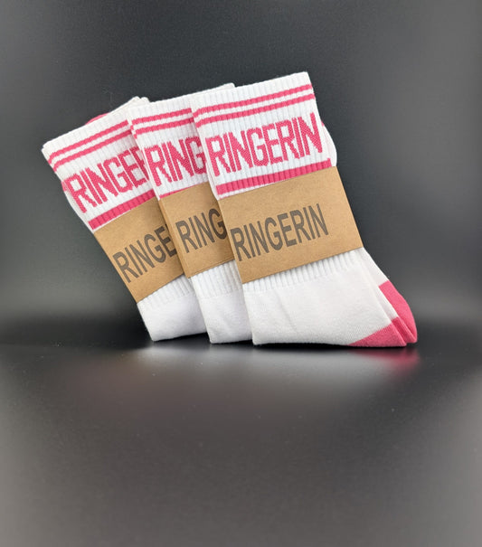 Socken Ringerin weiss Pink