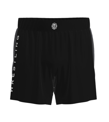 fight shorts wrestling black front