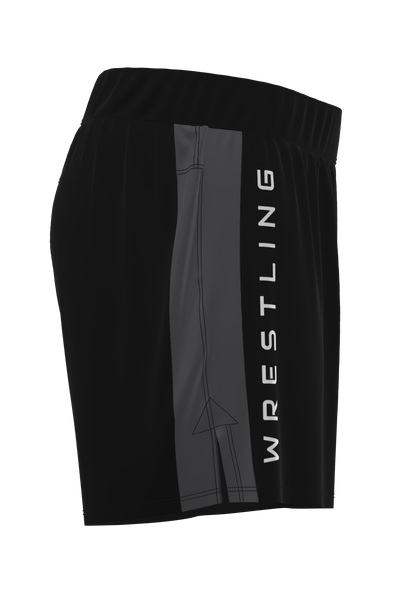 fight shorts wrestling black right side