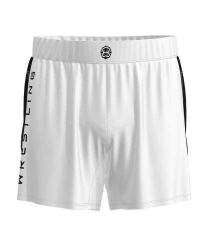 fight shorts wrestling white front