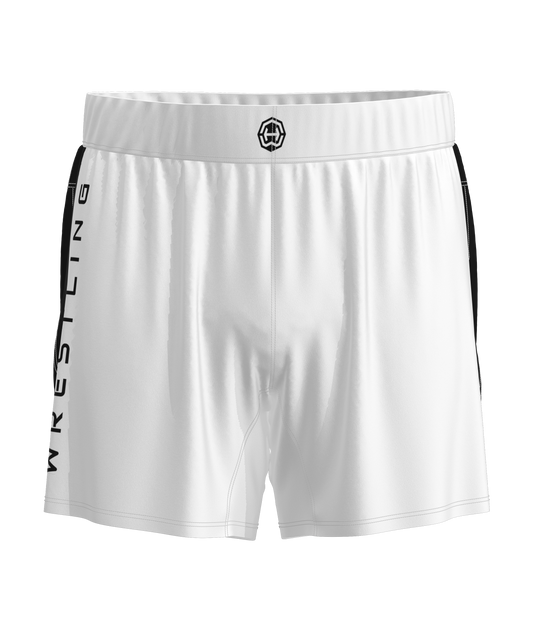 fight shorts wrestling white front